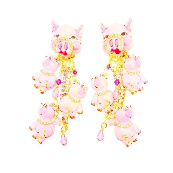 Lunch at the Ritz Earrings Couture This Little Piggy Whimsical Jewelry - Picture 7 of 7